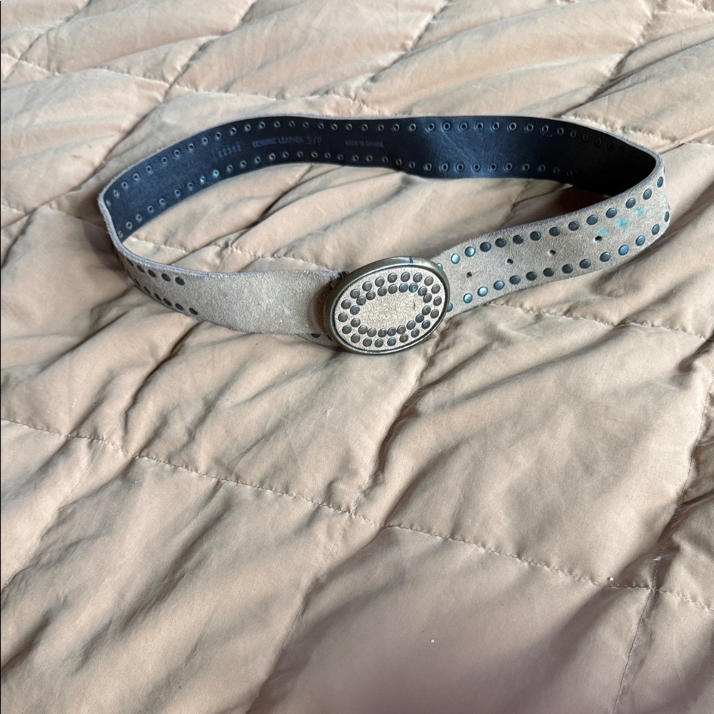 Stylish Gray Suede Belt with Silver Accents made in Canada